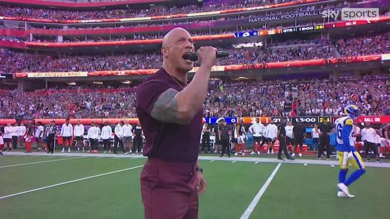 Watch as The Rock gets Super Bowl LVI off and running in the only way he can, electrifying the crowd! 