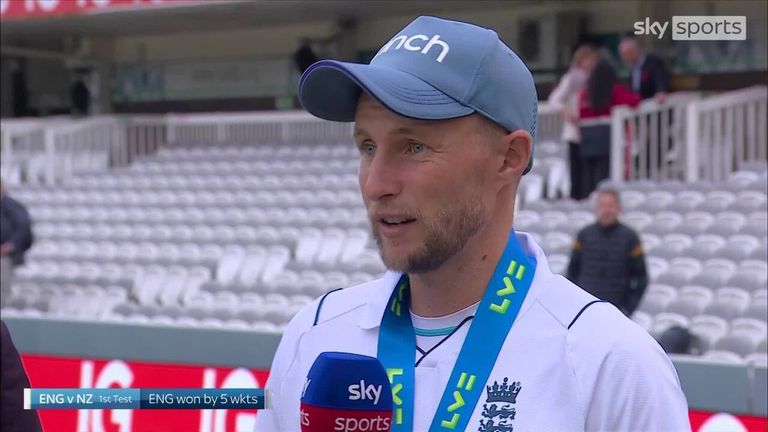Joe Root gives his reaction after leading England to victory with a Test century and surpassing 10,000 Test career runs. He also reflects on a tough couple of years as captain and looks to the future under Ben Stokes and Brendon McCullum