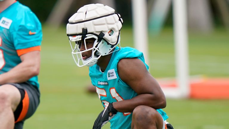 Tindall pictured at Dolphins rookie minicamp