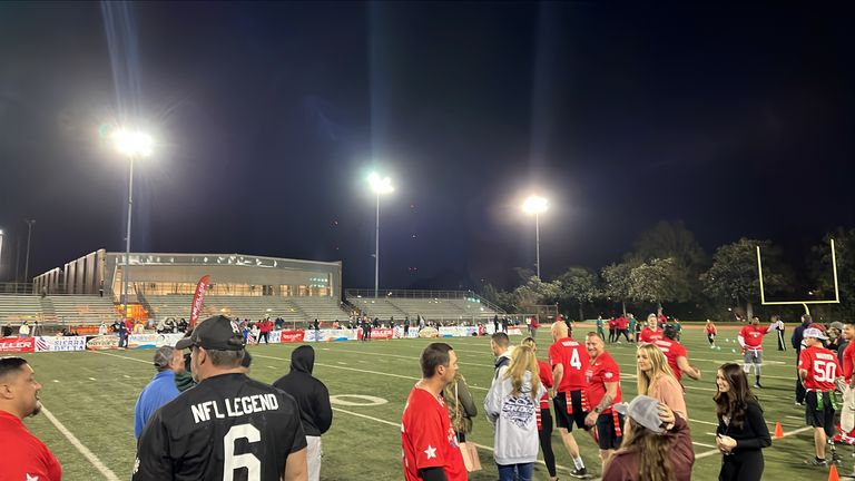 Hannah and crew attend the 'Stars and Stripes Bowl', a flag football in Los Angeles