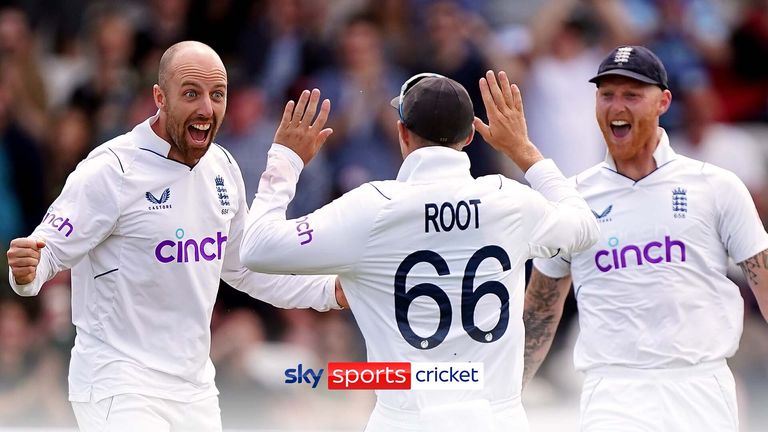 Watch all of the scalps in Jack Leach's 10-wicket match haul for England against New Zealand at Headingley